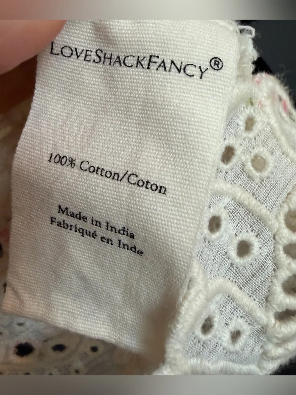 LoveShackFancy Tilda Top in French Cream/Pink Floral, Size Small